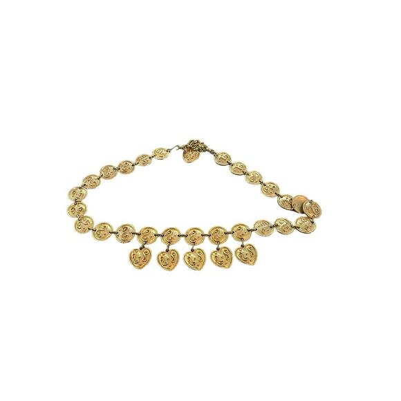 Vintage 1980's Gilded Byzantine EDOUARD RAMBAUD Chain Belt gold made Italy heart - Picture 3 of 7